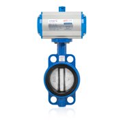 UNOX Pneumatic Actuated Butterfly Valve Wafer Type DN50 (2) Double Acting 230 PSI (16 Bar), Iron Disc with GGG-40.3 Sfero Casting Body - EPDM Seat for Water Air