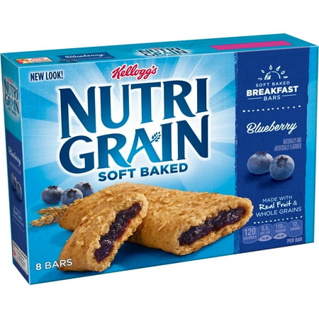 Kellogg's Nutri-Grain Soft Baked Blueberry Breakfast Bars, 1.3 oz, 8 count