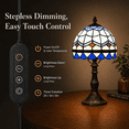 thumbnail image 4 of MEHOOM Tiffany Style Table Lamp, Stained Glass Shade, LED 3-Color Dimmable with Auto Timer, Table Lamps for Bedroom & Living Room (Blue), 4 of 10