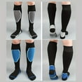 thumbnail image 2 of 4 Pairs Men's Knee-High Thickened Warm Hiking Climbing Skiing Ice Skating Outdoor Sports Socks, Knitted Fabric, Nylon & Polyester Blend, Machine Washable, Geometric Pattern, Men's Outdoor Socks, 2 of 10