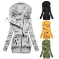 thumbnail image 3 of Aellinatey Women Long Sleeve Hoodie for Jacket Solid Turtleneck Drawstring Zip Sweatshirt C, 3 of 13
