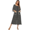thumbnail image 2 of Printemps Automne 2023 Nouvelle Tenue de Maison Confortable Décontractée Ample Manches Sept Points Grande Chemise de Nuit Rayée Pyjamas, 2 of 5