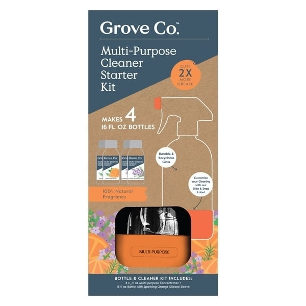 Grove Co. MultiPurpose Cleaner Starter Kit, 16 Fluid Ounce + 4 x 1