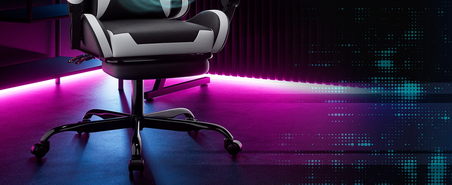 Leumius Gaming Chair,Ergonomic Office Computer Desk Chair with Footrest and Lumbar Support,360° Swivel Chairs for Office Home Gaming,Black