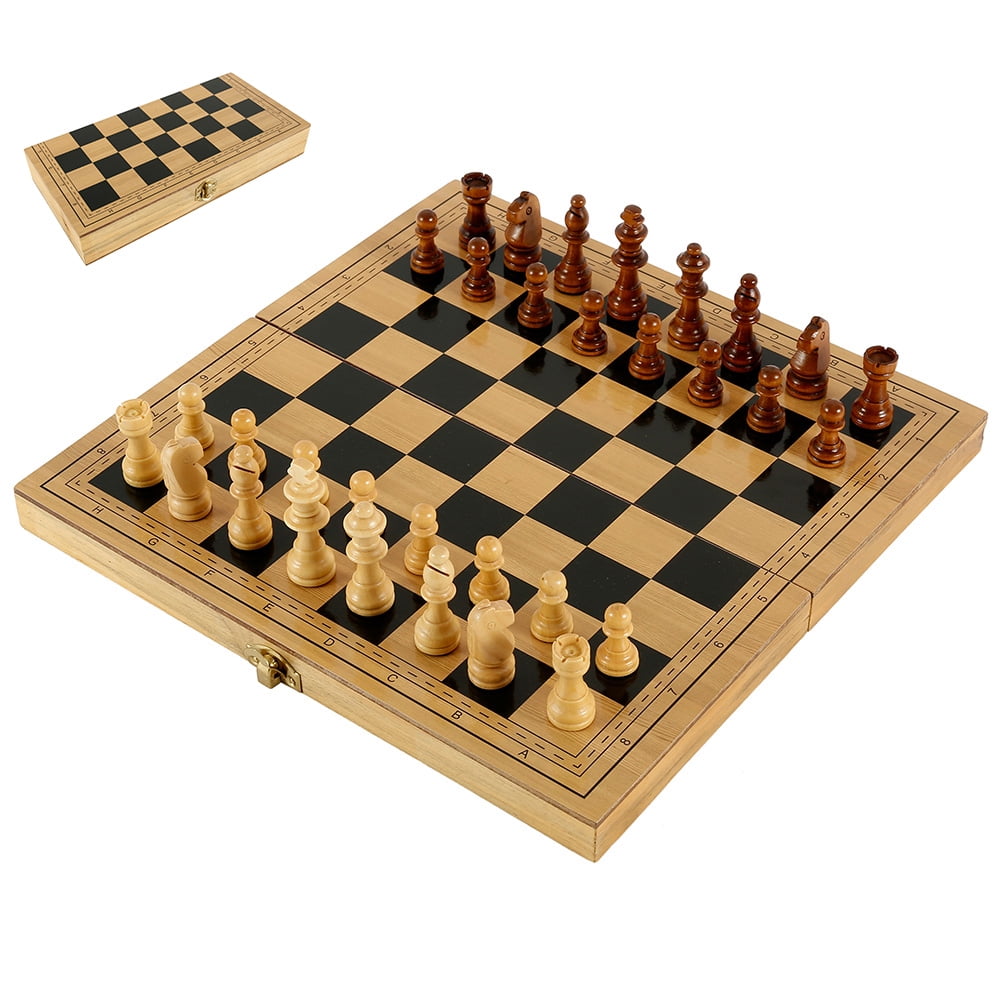 BUTORY 3 in 1 Chess Set,Wooden Chess Board,Folding Portable ...