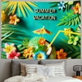 thumbnail image 2 of GOSMITH Pineapple Cocktail Coconut with Lime Hibiscus Flowers and Palm Leaves Horizontal Invitation Banner Tapestry for Bedroom Living Room Dorm Painting, 2 of 6