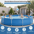 thumbnail image 3 of Airfind 12ft x 30in Round Above Ground Swimming Pool with Iron Frame & Pool Cover, 3-Layer PVC Mesh, Blue, 3 of 10