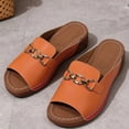 thumbnail image 6 of CYMMPU Women's Metal Chain Decor Open Toe Wedge Slide Sandals, Slip On Platform Comfort Shoes, Fashion Summer Outdoor Beach Casual Footwear Orange 43, 6 of 6