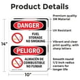 thumbnail image 2 of (2 Pack) Fuel Storage No Smoking Bilingual OSHA Danger Sign 10 Inch X 14 Inch Vinyl Label Decal Sticker Weather Resistant, UV Protected for Workplace, Business, and Construction Site,, 2 of 7