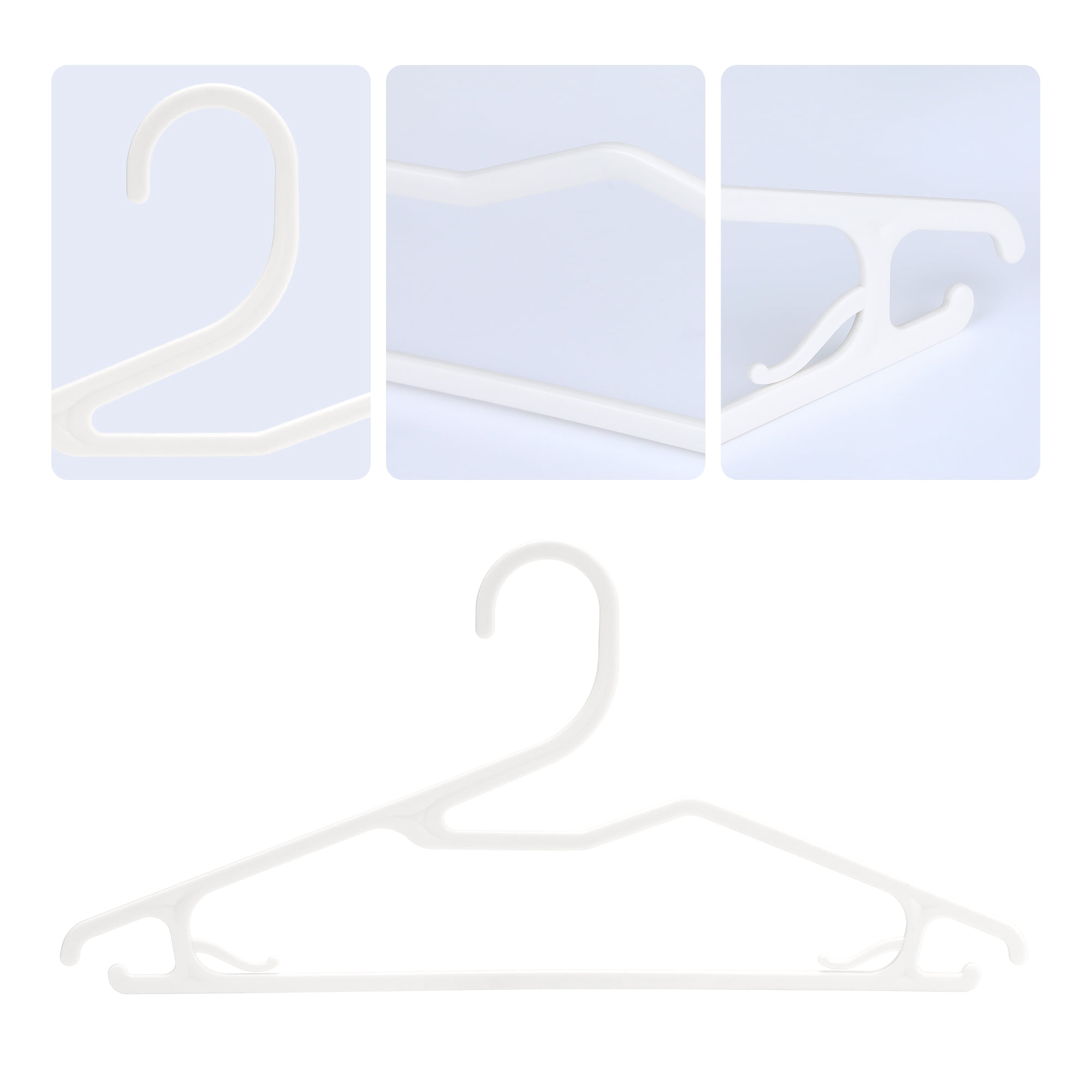 Unique Bargains Plastic Hangers with Non-Slip Hook 30 Packs White