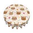 thumbnail image 2 of LNWH Resistant Wrinkle Resistant Washable Round Tablecloth, Boho Style Cartoon Bears and Bunnies Pattern Table Cover 60in, 2 of 8