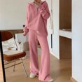 thumbnail image 2 of Womens Fashion New Fashion Casual Solid Color Knitted Set Casual Top and Pants Two-piece Set All-Day Comfort Attire, 2 of 5