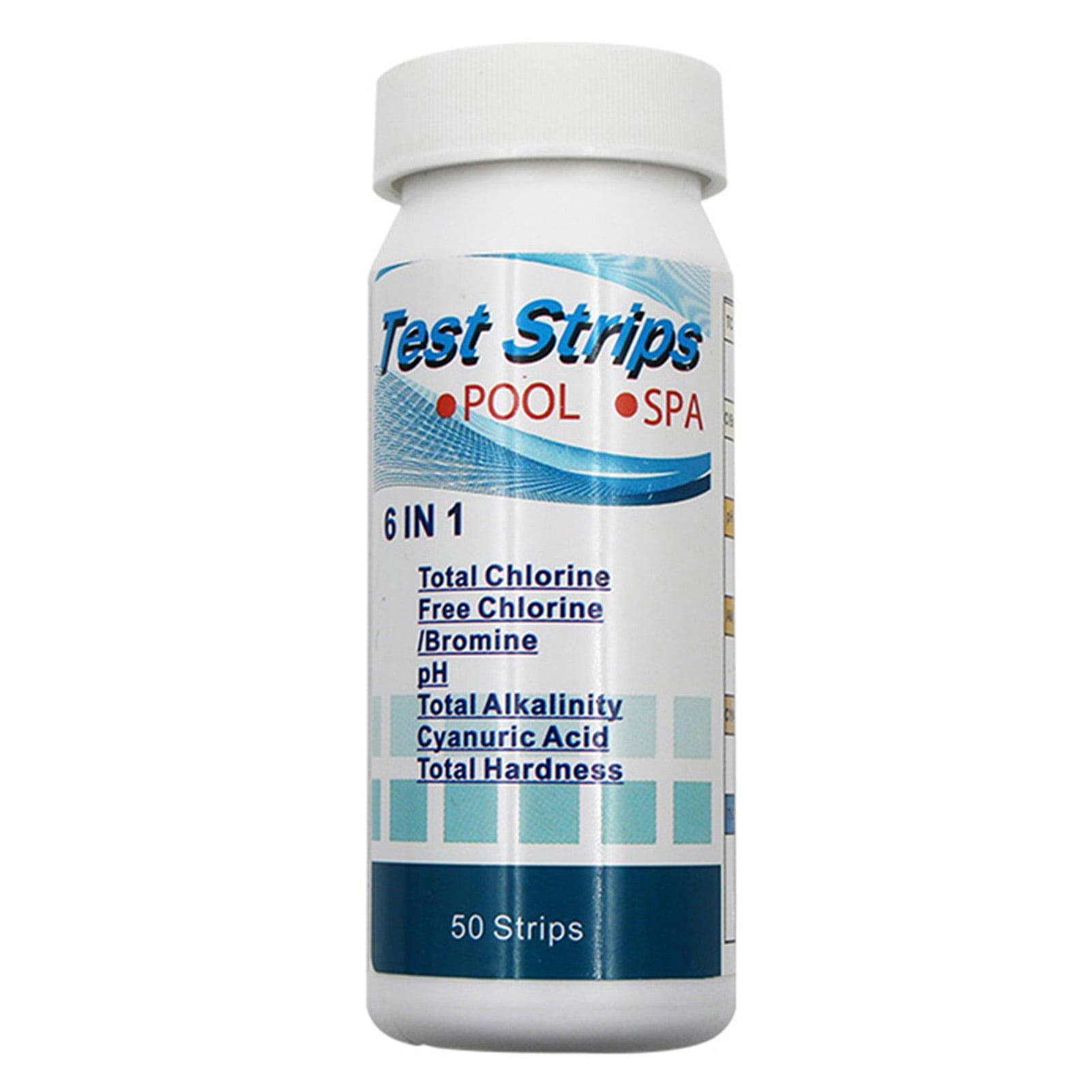 6 In1 Swimming Pool Spa Test Strips Chlorine Ph Alkalinity Water Hardness 50Pcs
