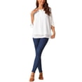 thumbnail image 2 of BLUSA DE CHIFFON PARA MUJER INSPIRE CHIC, CUELLO REDONDO, MANGA 3/4, TÚNICA CASUAL DE DOBLE CAPA M Blanca, 2 of 5