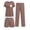 Brown, variant on 3 Piece Postpartum Nursing Pajamas Set Short Sleeve Breastfeeding Shirts Pregnancy Shorts & Pants Maternity Pjs