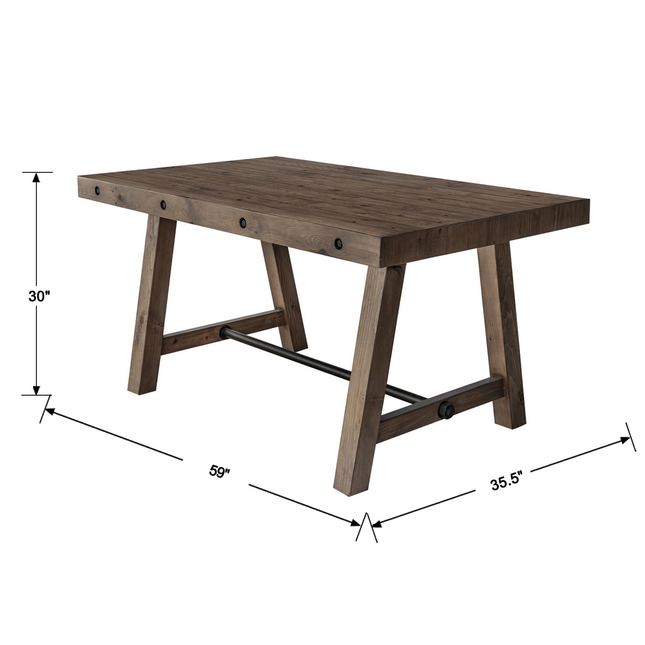Guyou 59" Dining Table for 4-6 People, Farmhouse Rectangular Kitchen Table, Solid Wood Rustic Dinner Table for Dining Room Kitchen, Natural
