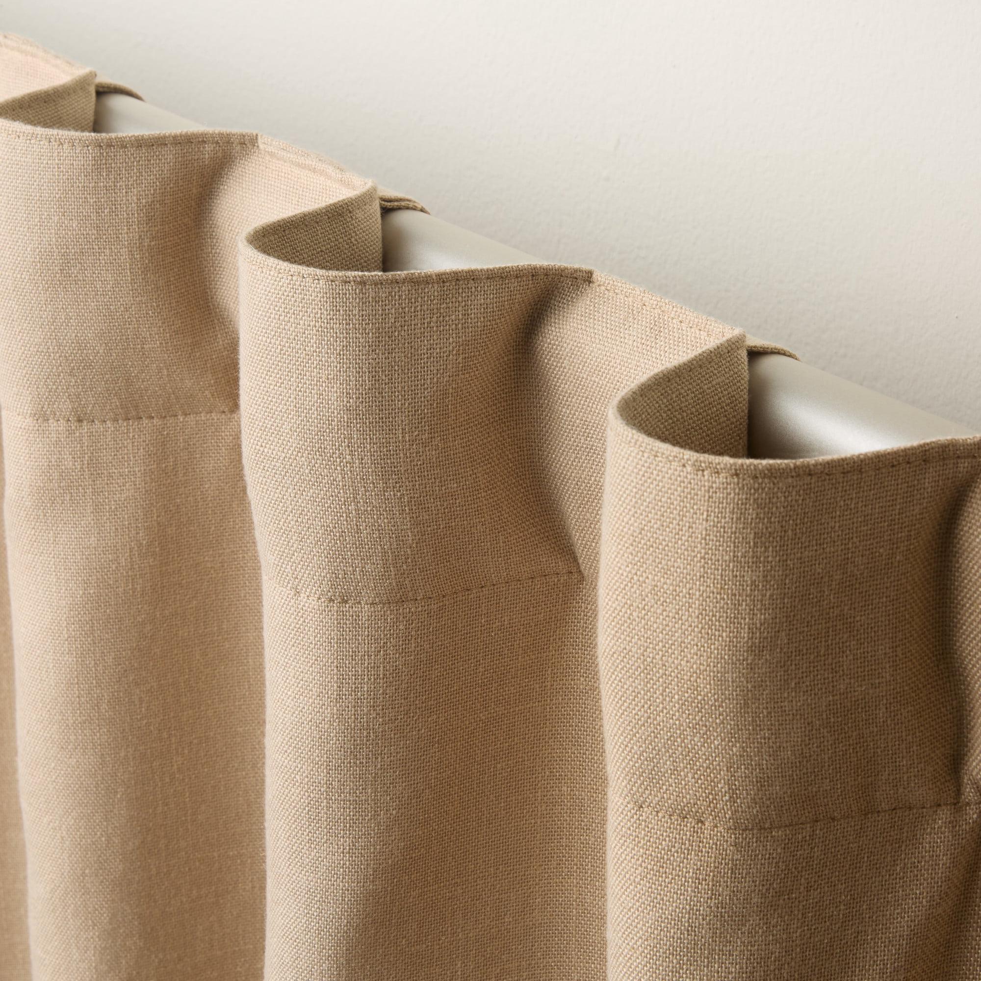 TOWN & COUNTRY LUXE Davos Solid Linen Texture Indoor Curtains, 100% Blackout with Energy Efficient Lining, Back Tab/Rod Pocket Top, 2-Pack Set, Taupe, 50"x96"