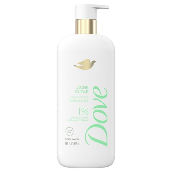 DOVE BODY WASH ACNE CLEAR 4 PIECE 18.5 OZ./547 ML