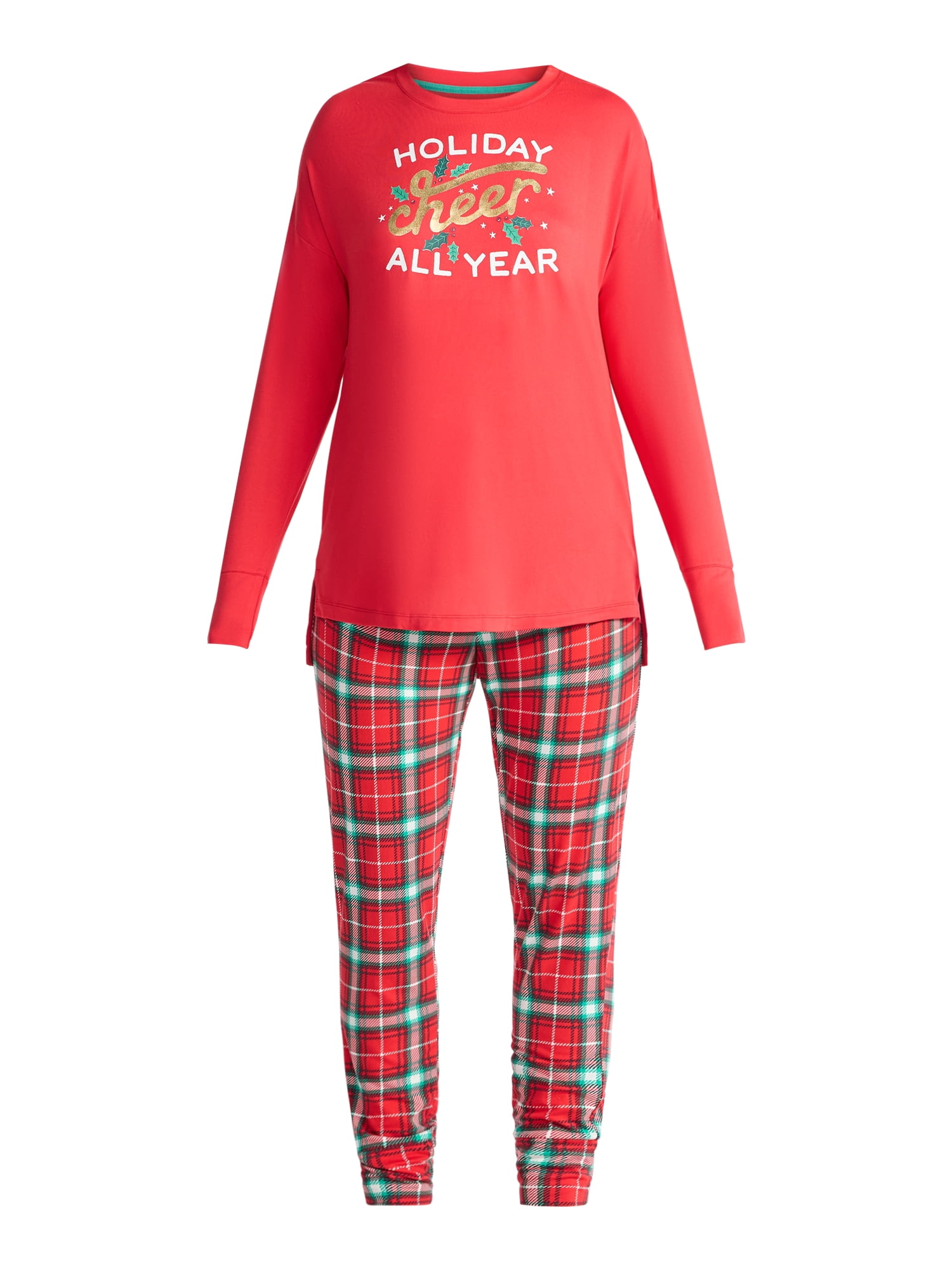 Jaclyn Women's and Women's Plus Holiday Graphic Sleep Tee and Jogger Pants Pajama Set, 2-Piece, Sizes XS-3X