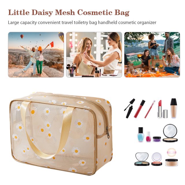 Bolso De Cosméticos Bolso cosmético de malla Bolsas portátiles de almacenamiento de viaje de gran capacidad para viajes de oficina DQrwqpou Libre de BPA