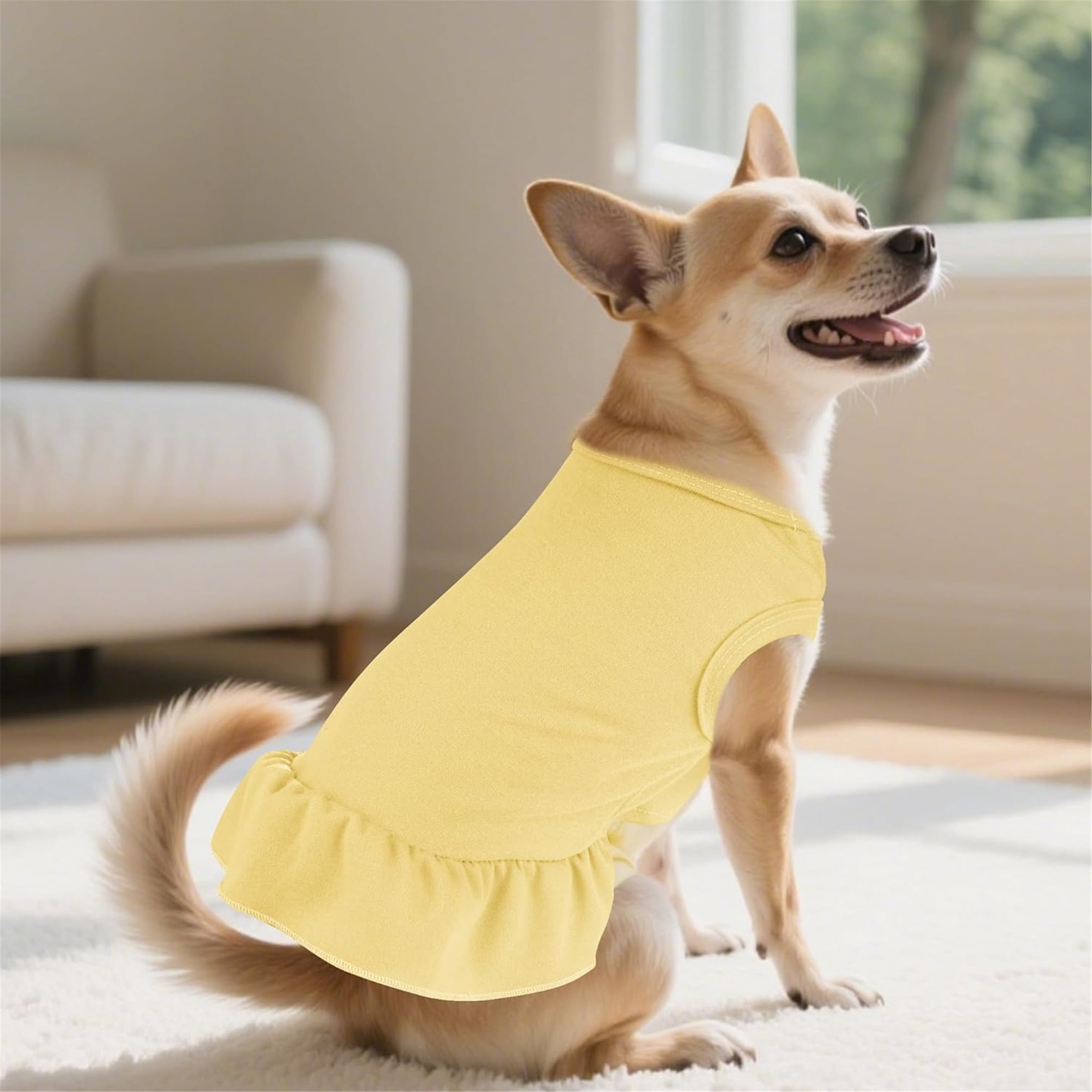 HQREA 2 Pcs Dog Dresses Cat Skirt Solid Color Dog Clothes Summer Sleeveless Puppy Girl Clothes for Small Dogs Cats