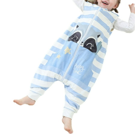 

Kid s Sleeveless Flannel Jumpsuit Cute Cartoon Printed Onesie Pajamas Zipper Closure for Daily Baggy Style Child s Home Suit L Striped Raccoon