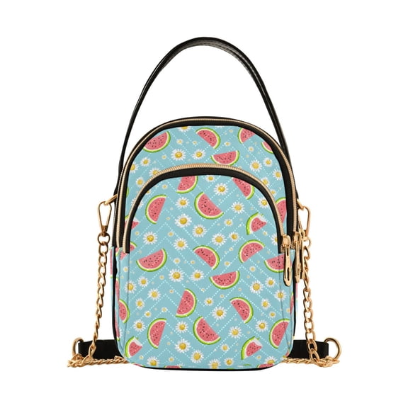 Small Crossbody Bags for Women Watermelons and Daisies Cute Cell Phone Wallet Multi Zipper Pockets Purse Handbag