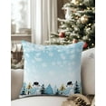 thumbnail image 3 of Christmas Decorative Throw Pillow Covers 16x16 Inch Set of 2 Blue Snowman Pillow Cases for Couch, Snowflake Christmas Tree Cushion Case for Living Room Bedroom Bed Car Chair, 3 of 8