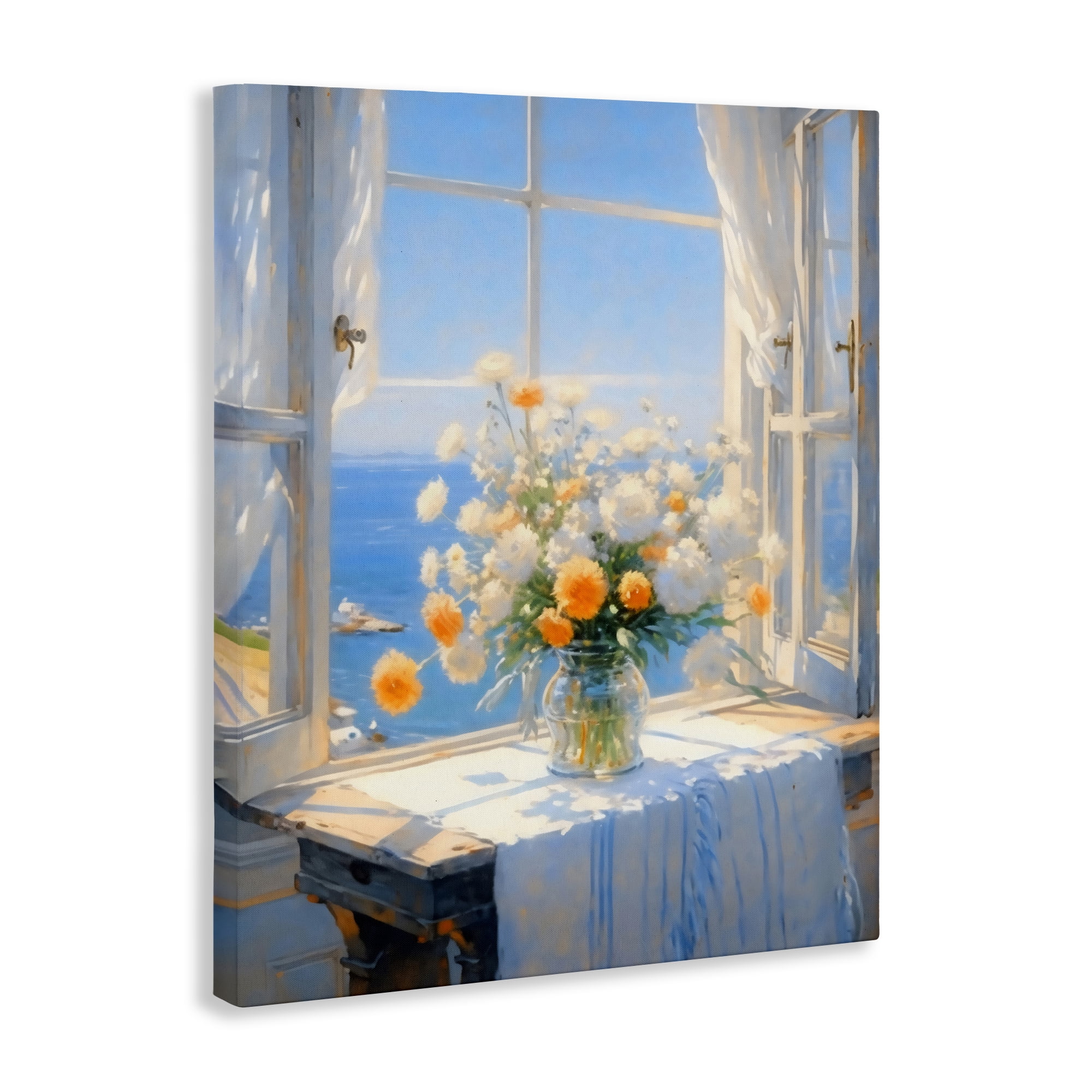Stupell Industries Floral Window View of Sea Canvas Wall Art, design by Creative Studio