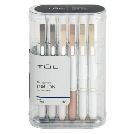 TUL® GL Series Retractable Gel Pens, Medium Point, 0.7 mm, Pearl White Barrel, Blue Ink, Pack Of 12 Pens