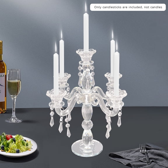 Crystal Candle Holder 5-arm Candelabra Wedding Birthday Party Gift Candlestick