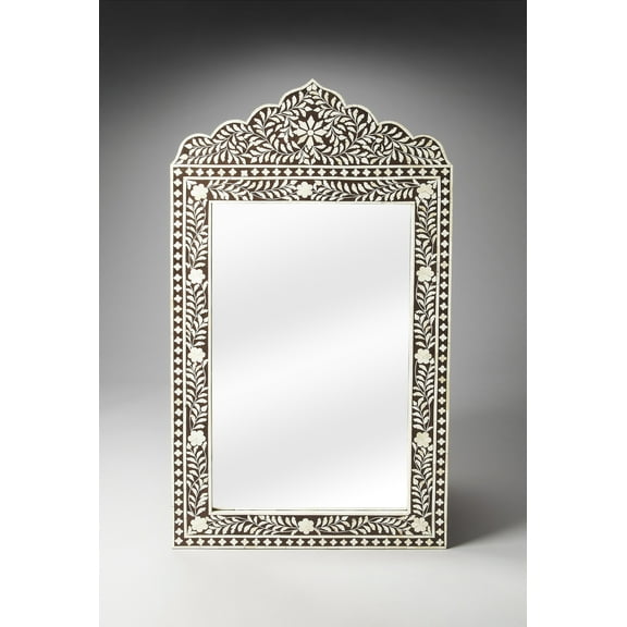 Butler Specialty Bone Inlay Wall Mirror In Dark Brown