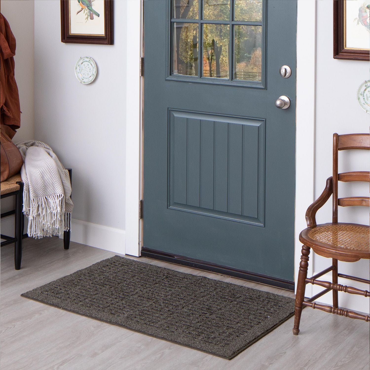 Hometrends Staircase Grey Polyester Area Rug