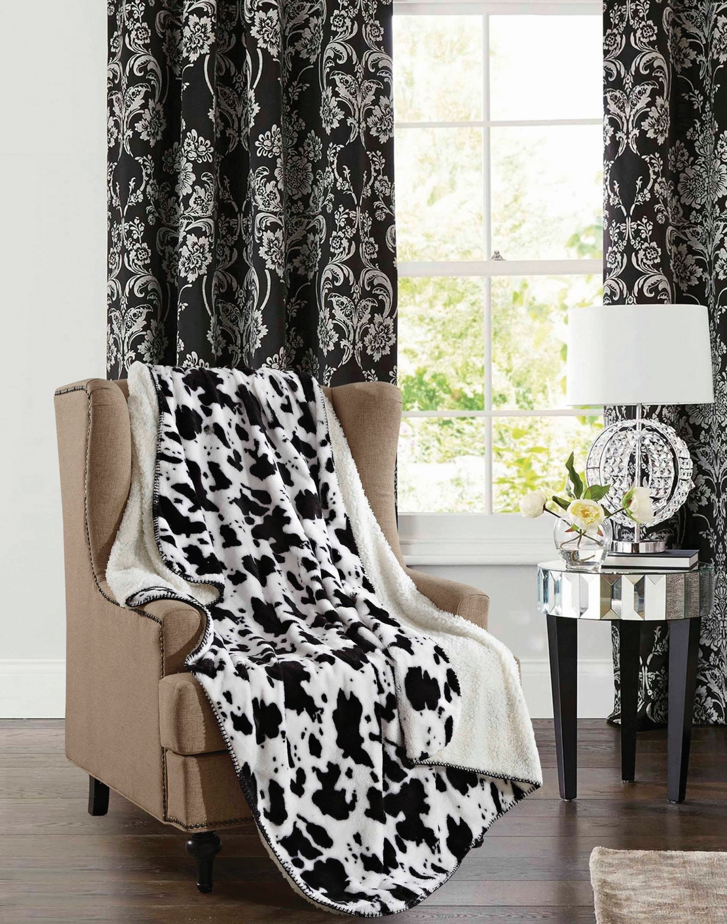 Animal Instincts by Ben&Jonah Cow Skin Faux Fur Throw Blanket with