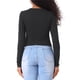 thumbnail image 3 of INSPIRAR CHIC Blusas Cortas de Cuello en V con Cordón y Fruncido para Mujeres Y2K L Negro, 3 of 6