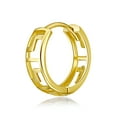 thumbnail image 5 of Wellingsale Ladies 14k Yellow Gold Polished 4mm Greek Key Huggies Earrings (12 x 12 mm), 5 of 7