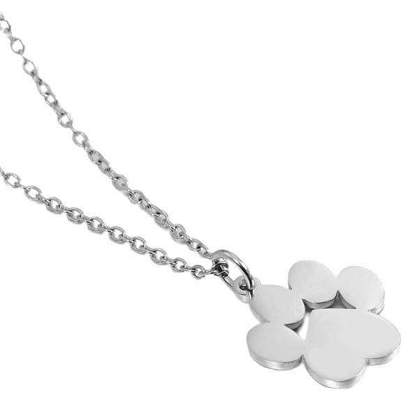 Stainless Steel Cute Cat Dog Pet Paw Style School Class Party Necklace