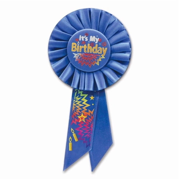 Beistle Biestle 3 1/4" x 6 1/2" It's My Birthday Rosette Blue