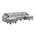 thumbnail image 3 of Five Seat Fabric Linen Modular Sofa with Two Ottoman-Light Gray, 3 of 8