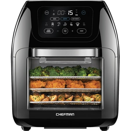 Chefman Multifunctional Digital 10 Qt. Air Fryer+ Rotisserie  Fry  Roast & Bake  17 Presets - Black  New