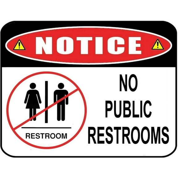 PCSCP Notice No Public Restroom 11.5" x 9" Laminated Sign, 1 Count