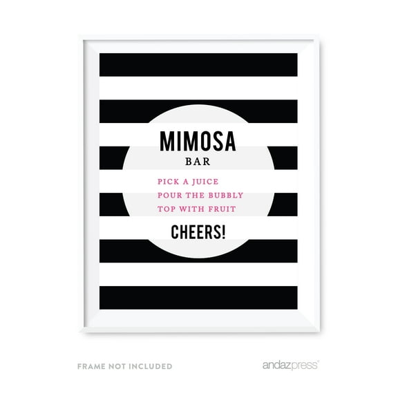 Mimosa Bar Modern Black and White Stripes Wedding Party Signs