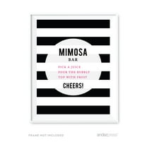 Mimosa Bar Modern Black and White Stripes Wedding Party Signs