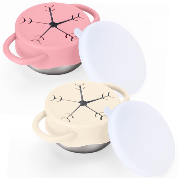 Vasos para Snacks para Niños Pequeños BUSOHA Acero Inoxidable 350 mL Paquete de 2