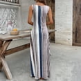 thumbnail image 4 of CIENVNSTG Summer Dresses for Women 2026 U Neck Sleeveless Casual Midi Dress Striped Printed Beach Vacation Sundresses with Pockets Navy M, 4 of 5