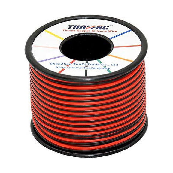 TUOFENG 22 AWG Silicone Insulated Electrical Wire 100 ft 2 Conductor Parallel Wire - Flexible Silicone Wire of Stranded Tinned Copper Wire, Solder Through Quickly