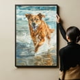 thumbnail image 6 of Funny Dog on Beach Canvas Wall Art, Chinook Dog Picture Ocean Artwork for Bathroom Bedroom Living Room, Art Decor 8x12 Inches, 6 of 6