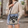 thumbnail image 5 of Tutolipy Waterproof Women's Single Shoulder Bag for Weekend Activities Travel, PU Leather Easy to Carry Crossbody Purse, Black Cat Daisy, 5 of 7
