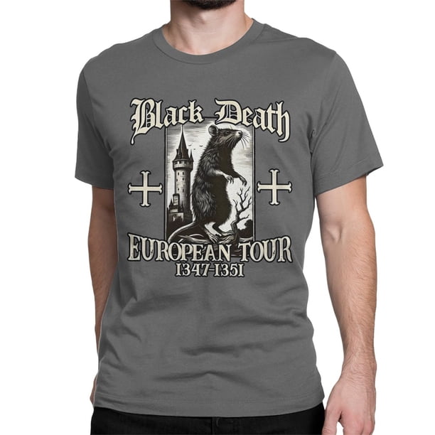 Camisetas de la gira europea de Black Death Big Rat para hombre y mujer, de algodón, divertidas, de cuello redondo, de manga corta, nuevas