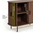thumbnail image 4 of LuxenHome Sideboard Buffet Cabinet with Storage, 35" Walnut Mid Century Modern Accent Cabinet, Sliding Door Entryway Small Storage Cabinets for Kitchen, Living Room, Entryway, 4 of 9